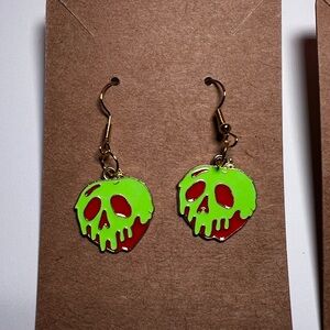 Poison Apple Skull Earrings